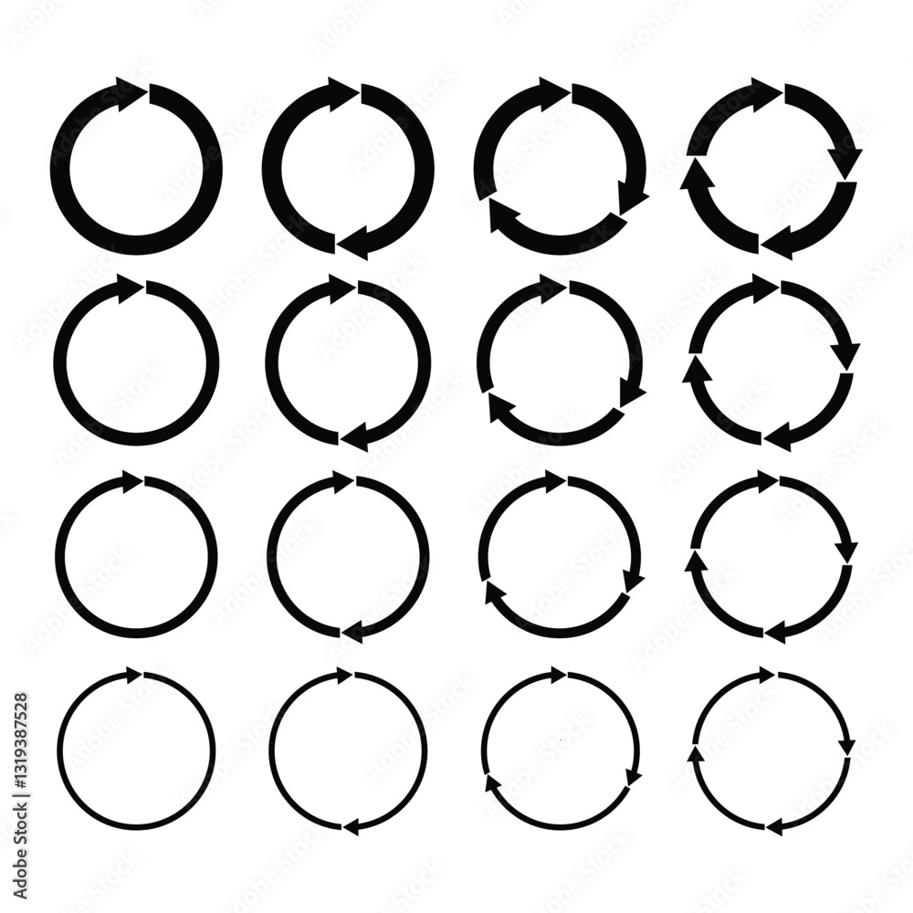 Poster recycle arrow icon set. set of circle arrow vector symbol website design. simple recycle arrow sign 