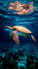 Fototapeta premium underwater paradise with sea turtles