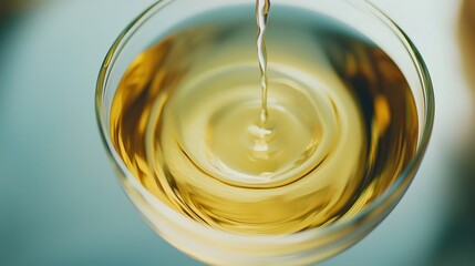 Smooth Flow of Amber-Colored Tea Cascading Into a Transparent Cup