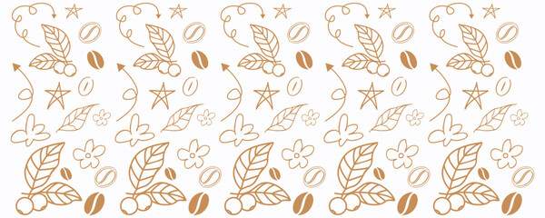 Abstract coffee bean themed banner template line design.