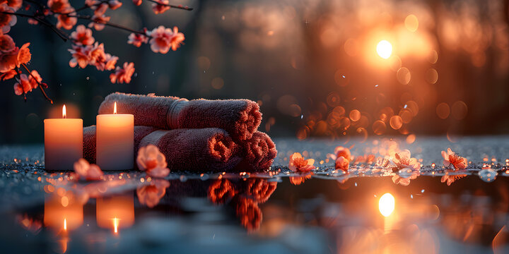 fondo de toallas en un temascal con flores 