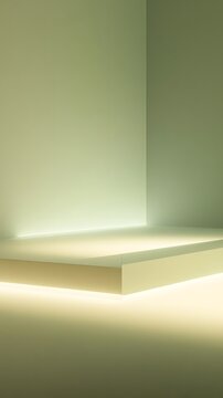 Geometric Light Play: An abstract composition of clean lines and soft lighting, casting gentle shadows and creating a serene atmosphere for product displays.