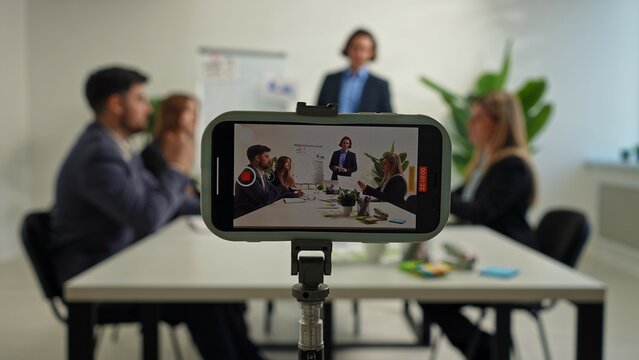 Business Meeting Recording on Smartphone