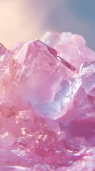Rose Quartz: A stunning close-up of rose quartz crystals. The crystals are bathed in soft, natural light.