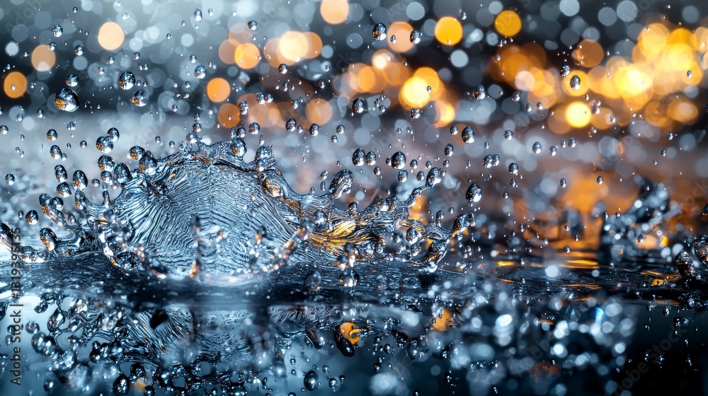 Poster raindrops creating symmetrical patterns nature closeup photography outdoor macro view beauty of natu