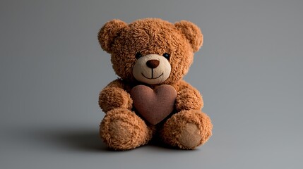 Obraz premium Adorable Brown Teddy Bear Holding Heart