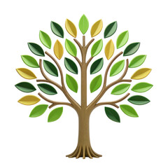 Obraz premium stylized tree icon with green and yellow leaves representing growth and nature