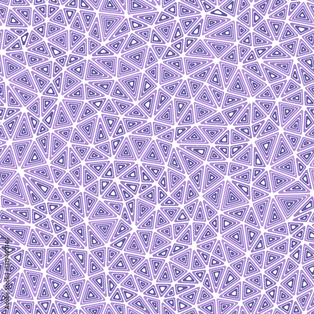 Poster seamless vector pattern with multiple repeated inner triangles. compact shape size. single color ton