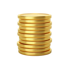 Stack of gold coins, symbolizing wealth and prosperity, isolated on black