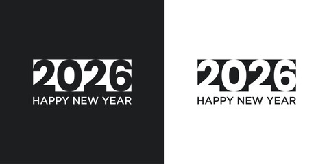 Happy new year 2026 with abstract style, logo vector 2026