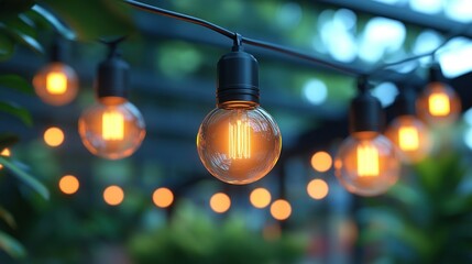 Warm, outdoor string lights