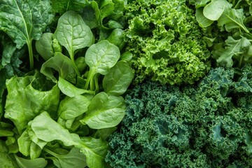 Vibrant Kale and Spinach: Lush Leafy Greens for Nutritious Agriculture and Healthy Living
