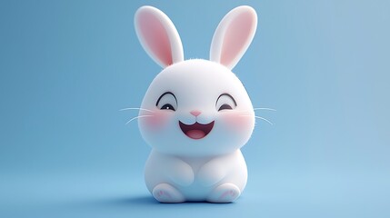 Obraz premium Adorable Cartoon White Rabbit 3D Render