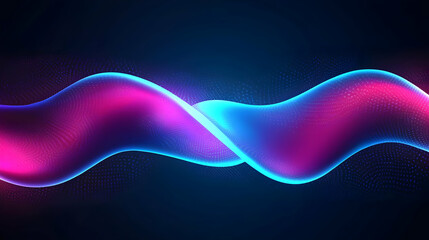 Dynamic Flowing Abstract Light Wave With Pink And Blue Gradient Color On Dark Background