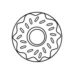 donuts doodle outline black and white vector illustration isolated on white background. Line doughnuts drawing collection