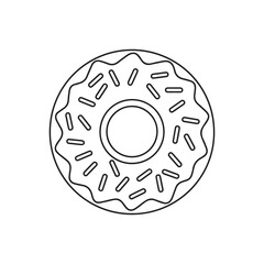 donuts doodle outline black and white vector illustration isolated on white background. Line doughnuts drawing collection