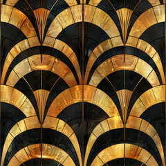 Fototapeta premium Intricate gold and black tile design pattern
