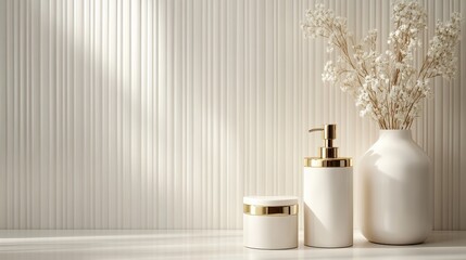 Elegant white containers beautifully arranged with dried flowers, creating a sophisticated atmosphere ideal for modern interior decor.