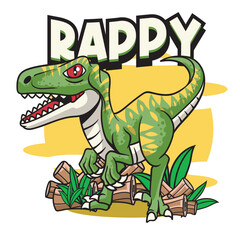 Vector Illustration of Tiny Raptor with Cute Illustration Available for Tshirt Design