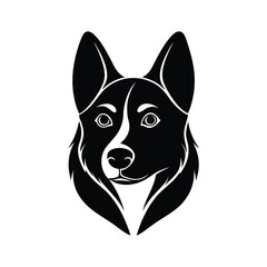 Cute norwegian lundehund head silhouette vector