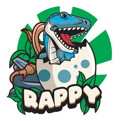 Vector Illustration of Tiny Raptor in The Egg with Cute Illustration Available for Tshirt Design