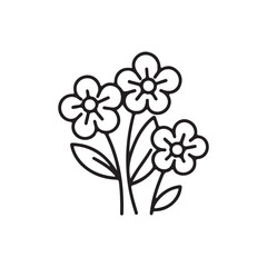 Easter Floral Bouquet Icon – Hand Drawn Spring Flowers, Black and White Line Art, Perfect for Holiday Decoration and Greeting Cards