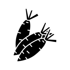 Vector illustration of a carrot icon, suitable for food, gardening, and nutrition-themed designs. Editable stroke.