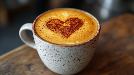 Heart-shaped latte art on a mug