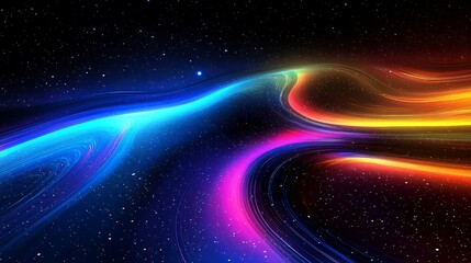 Obraz premium Abstract vibrant colorful streams flow across a starry background of space