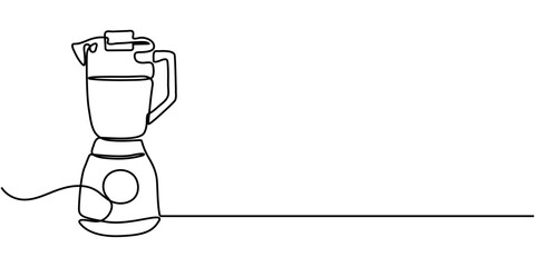 Continuous one line drawing a food processor. Vector illustration perfect for greeting cards, party invitations, posters, stickers, clothing. Silhouette of a blender, Mixer Pot Continuous Line Icon. 