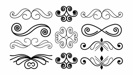 Elegant Flourishes: Collection of vintage style swirls, dividers and ornaments. Perfect for adding a touch of classic elegance to your designs. 