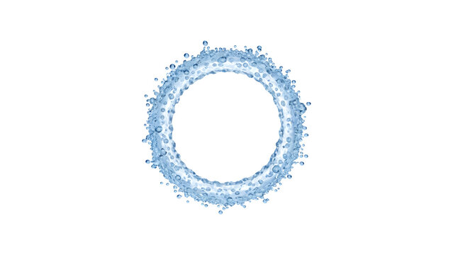 blue water circular ring on white background