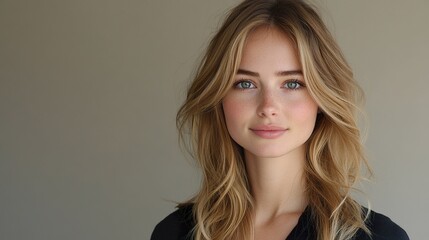 Fototapeta premium A woman with long blonde hair and a smile on her face
