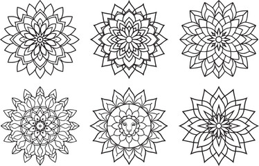 Simple Mandala Outline in Black and White – Hand-Drawn Doodle Mandala for Relaxation, Meditation, and Coloring Book Pages.