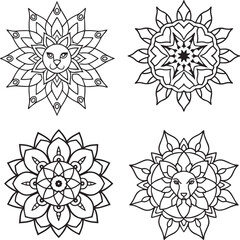 Ornamental Mandala Line Art for Coloring Book – Detailed Circular Mandala Design in Ethnic Oriental Style – Zentangle and Mehndi Inspired Pattern.