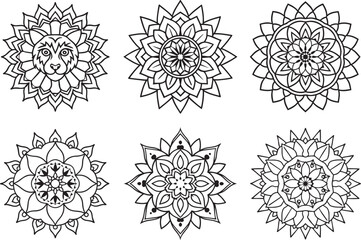 Outline Mandala for Coloring Book Page – Black and White Vector Illustration – Hand-Drawn Abstract Mandala Pattern for Meditation and Relaxation.