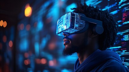 exploring virtual reality: a user engaged in futuristic technology