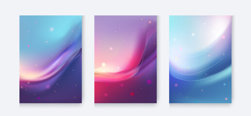 Fototapeta premium Abstract gradient wave backgrounds with glowing light effects and bokeh. Modern blue and purple futuristic design for posters, banners, brochures, and graphic templates