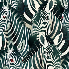 Stylish monochrome seamless pattern with silhouettes of zebras in a minimalistic design. Clear lines and geometric shapes create a modern graphic design, ideal for printing on textiles, paper and pack