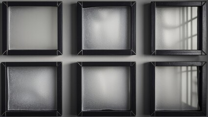 Photo of a black and white medium format hand-made contact sheet featuring empty frames and a unique paper surface. Retro photo placeholder.