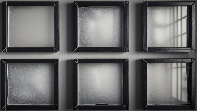 Photo of a black and white medium format hand-made contact sheet featuring empty frames and a unique paper surface. Retro photo placeholder.