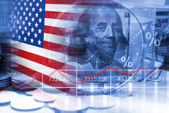 US financial increasing graph , economy crisis , investment analysis concept