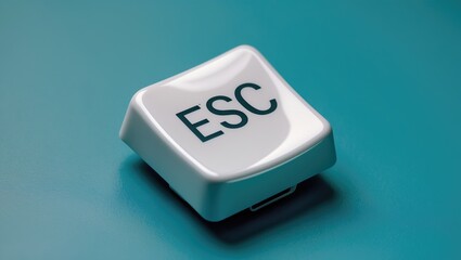 Keyboard ESC key against a blue backdrop