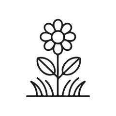 Simple Daisy Flower Icon Illustration &ndash; Minimalist Bouquet, Vintage Botanical Line Art for Seasonal Designs