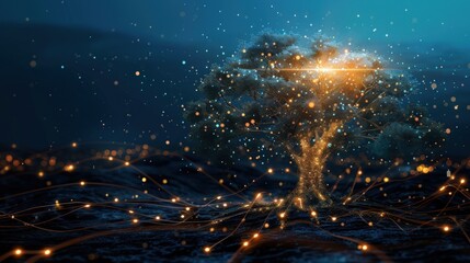 Illuminated Tree with Digital Connections