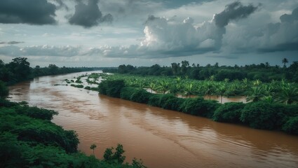 Flooding in a river happens when the amount of flowing water surpasses its normal capacity, leading to overflow onto adjacent land. This event is frequently initiated by intense rainfall.