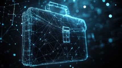 Abstract briefcase, digital network, background, technology, business concept