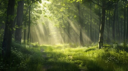 Obraz premium Serene Forest with Sunlight