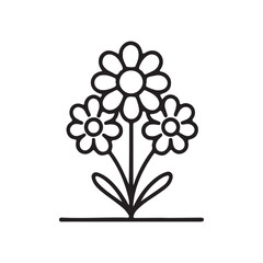 Springtime Easter Flower Icon Bloom – Elegant Floral Symbol, Black and White Outline for Religious and Festive Decorations