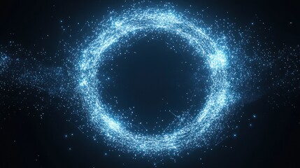 Obraz premium Abstract glowing circle, dark background, particles swirling, digital art